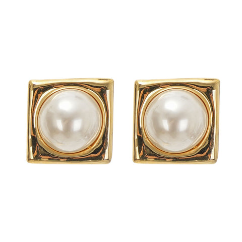 Juana Square Pearl Earrings, Cuavan