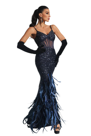 Corset Sequin & Feather Maxi Dress (II)