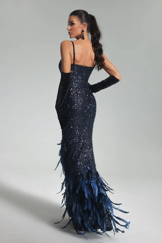 Corset Sequin & Feather Maxi Dress (II)