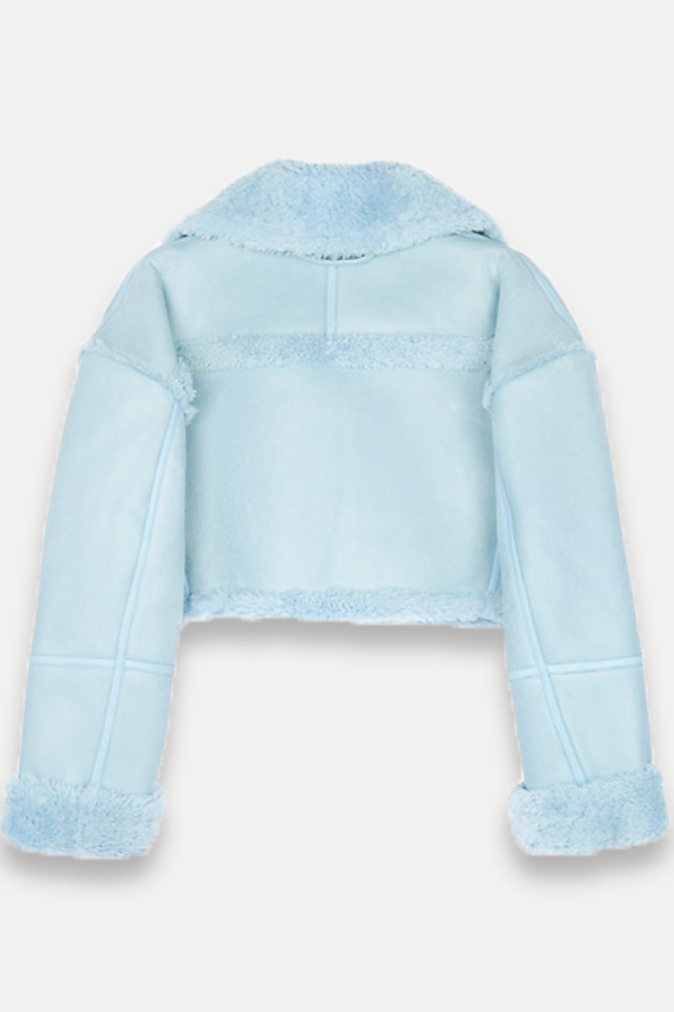 Ava Cropped Leather Jacket — Blue, Cuavan