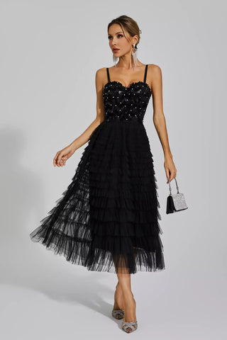Tatiana Sequined Slip Maxi Dress — Black