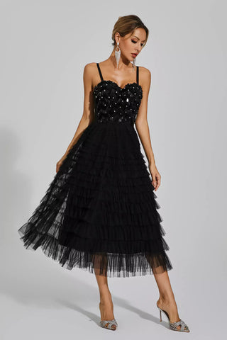 Tatiana Sequined Slip Maxi Dress — Black