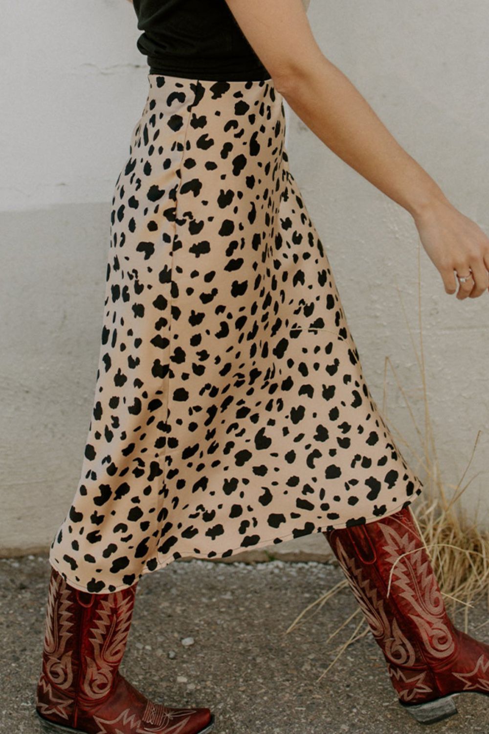 Slit Printed Midi Skirt, Cuavan