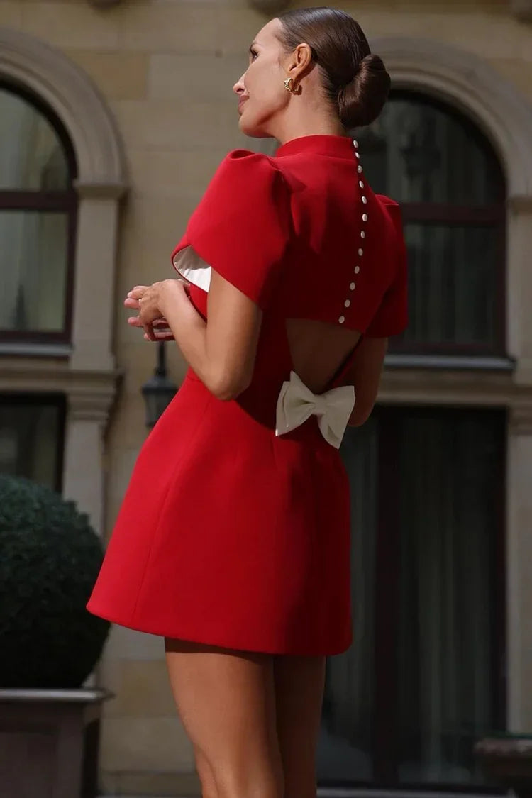 Crimson Grace Mock Neck Mini Dress, Cuavan