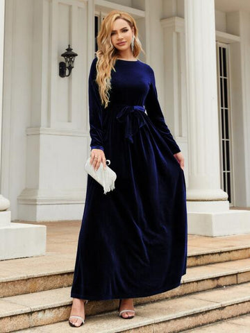 Tie-Front Long Sleeve Maxi Dress, Cuavan