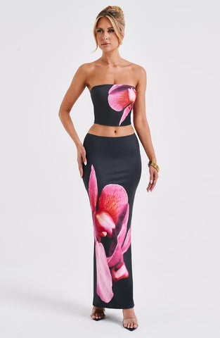 Allegra Maxi Skirt — Black Floral, Cuavan