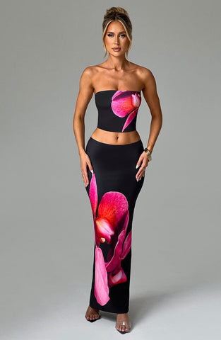 Allegra Maxi Skirt — Black Floral, Cuavan