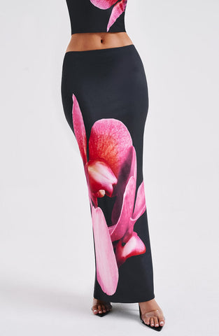Allegra Maxi Skirt — Black Floral, Cuavan