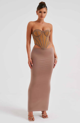 Astrid Maxi Skirt — Chocolate, Cuavan