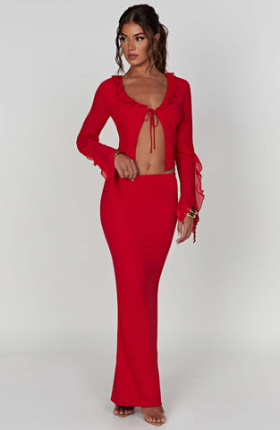 Astrid Maxi Skirt — Red, Cuavan