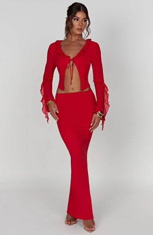Astrid Maxi Skirt — Red, Cuavan