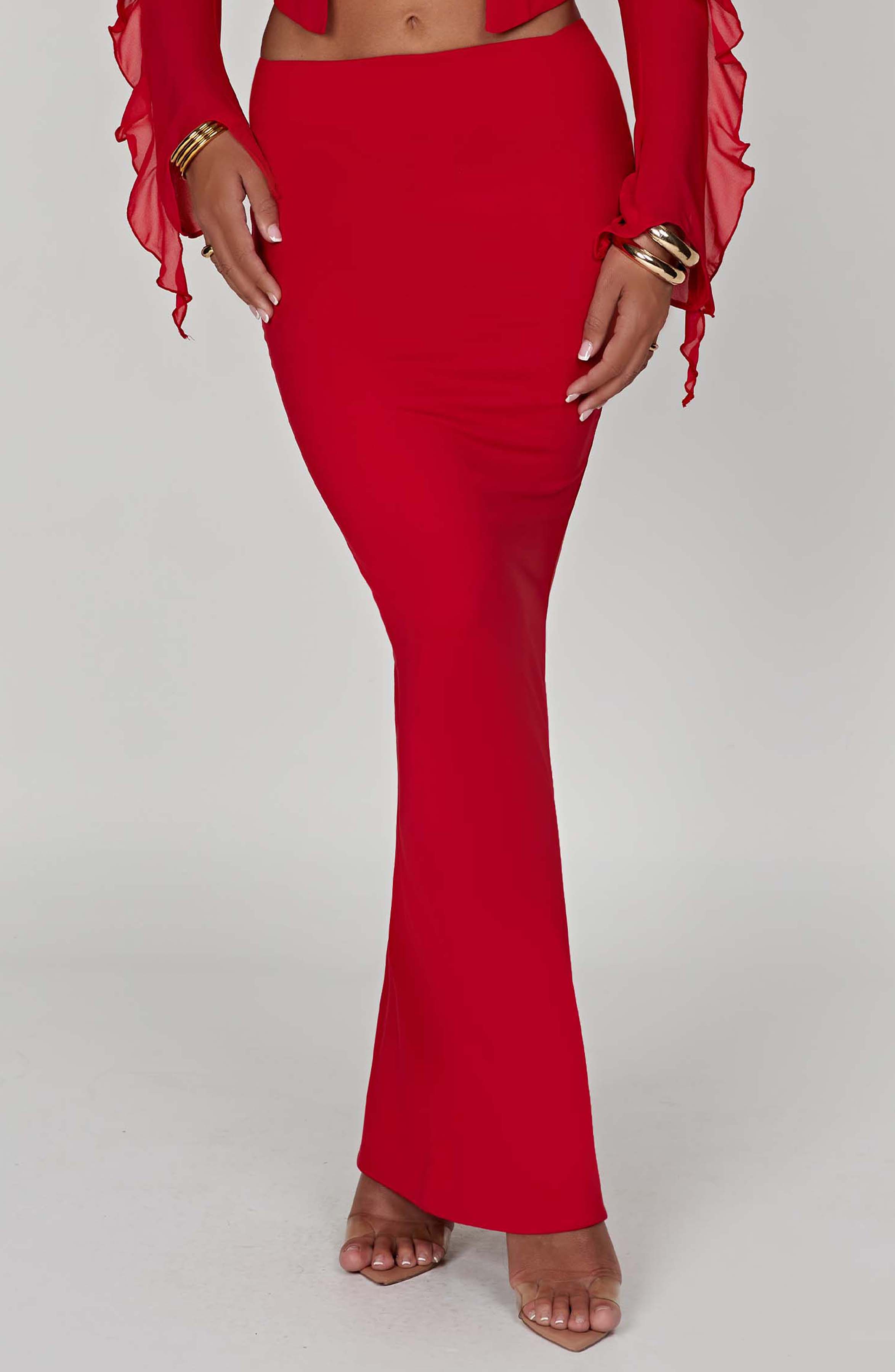 Astrid Maxi Skirt — Red, Cuavan