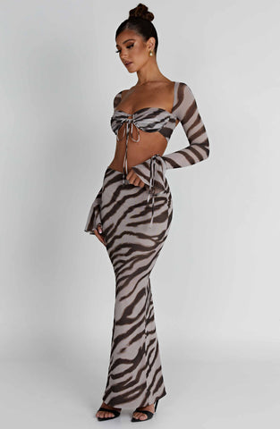 Astrid Maxi Skirt — Zebra Print, Cuavan