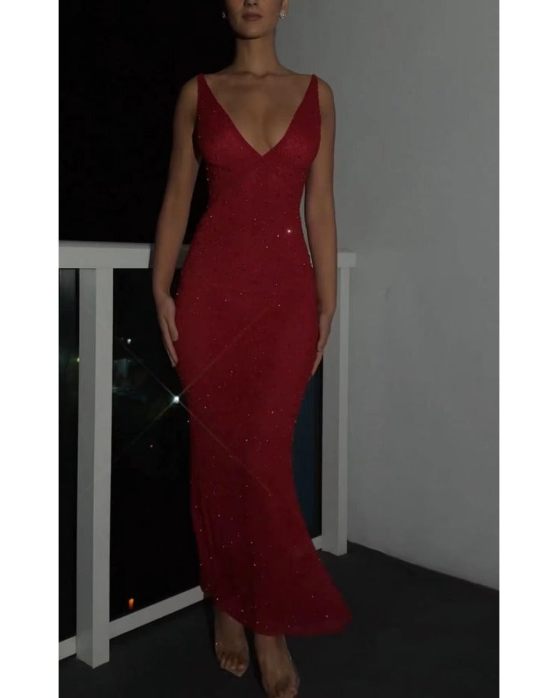 Halter Deep-V Party Dress, Cuavan
