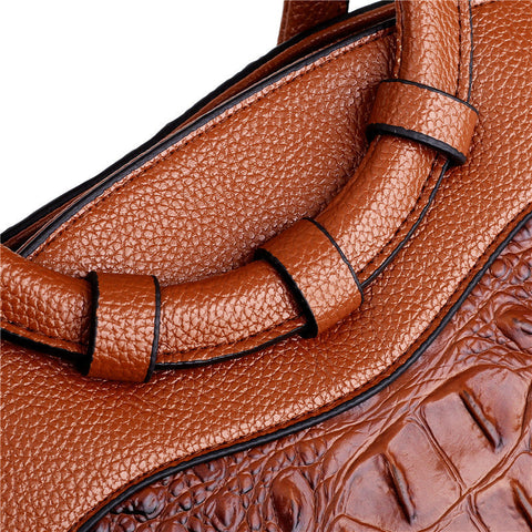 Vintage Crocodile-Embossed Leather Bag