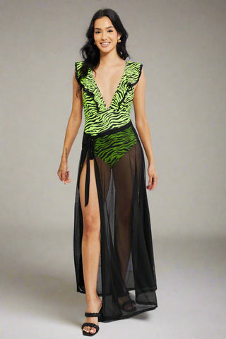 Beach Is My Runway Mesh Wrap Cover-Up Skirt, Cuavan
