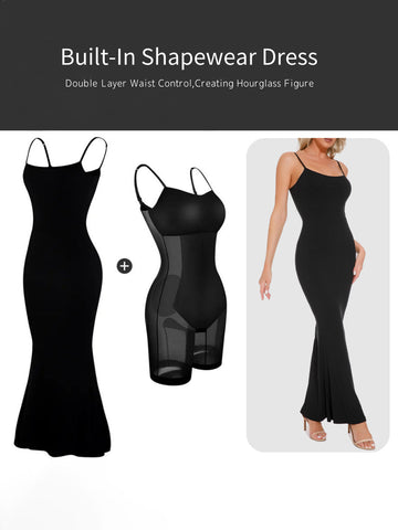 Sleek Contour Maxi Dress with Built-In Shapewear, Cuavan