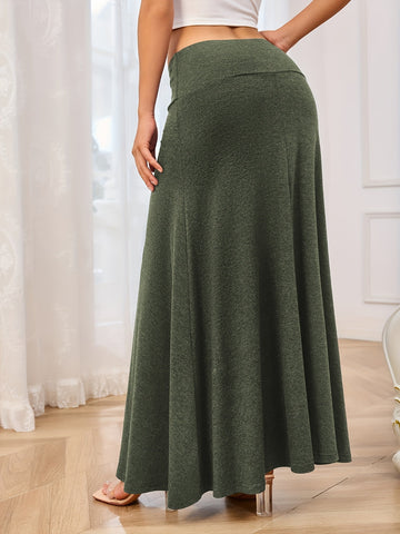 Elastic Waist Maxi Skirt, Cuavan