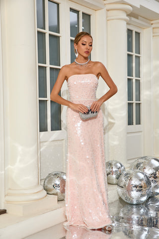 Link Sequin Maxi Dress — Pink