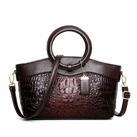 Vintage Crocodile-Embossed Leather Bag