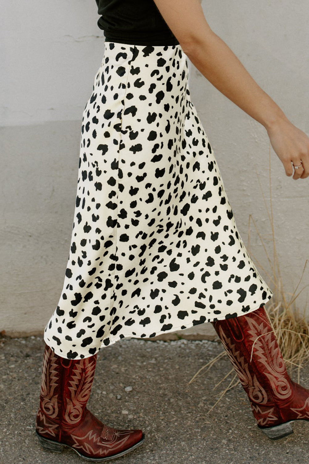 Slit Printed Midi Skirt, Cuavan