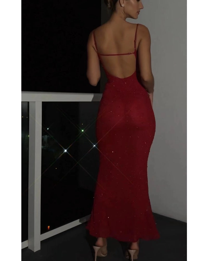 Halter Deep-V Party Dress, Cuavan