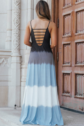 Color Block Scoop Neck Maxi Cami Dress, Cuavan