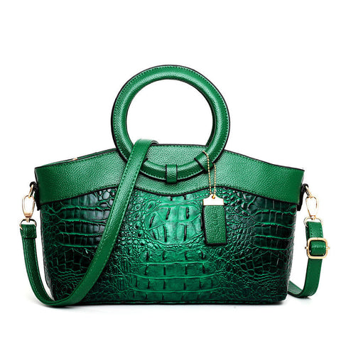 Vintage Crocodile-Embossed Leather Bag