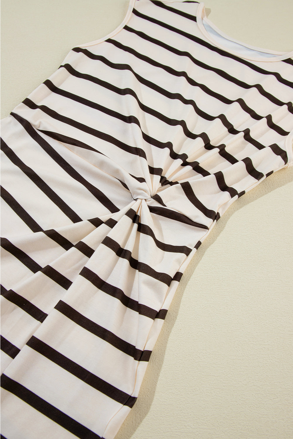 Twist Side-Split Midi Dress — Khaki Stripe, Cuavan