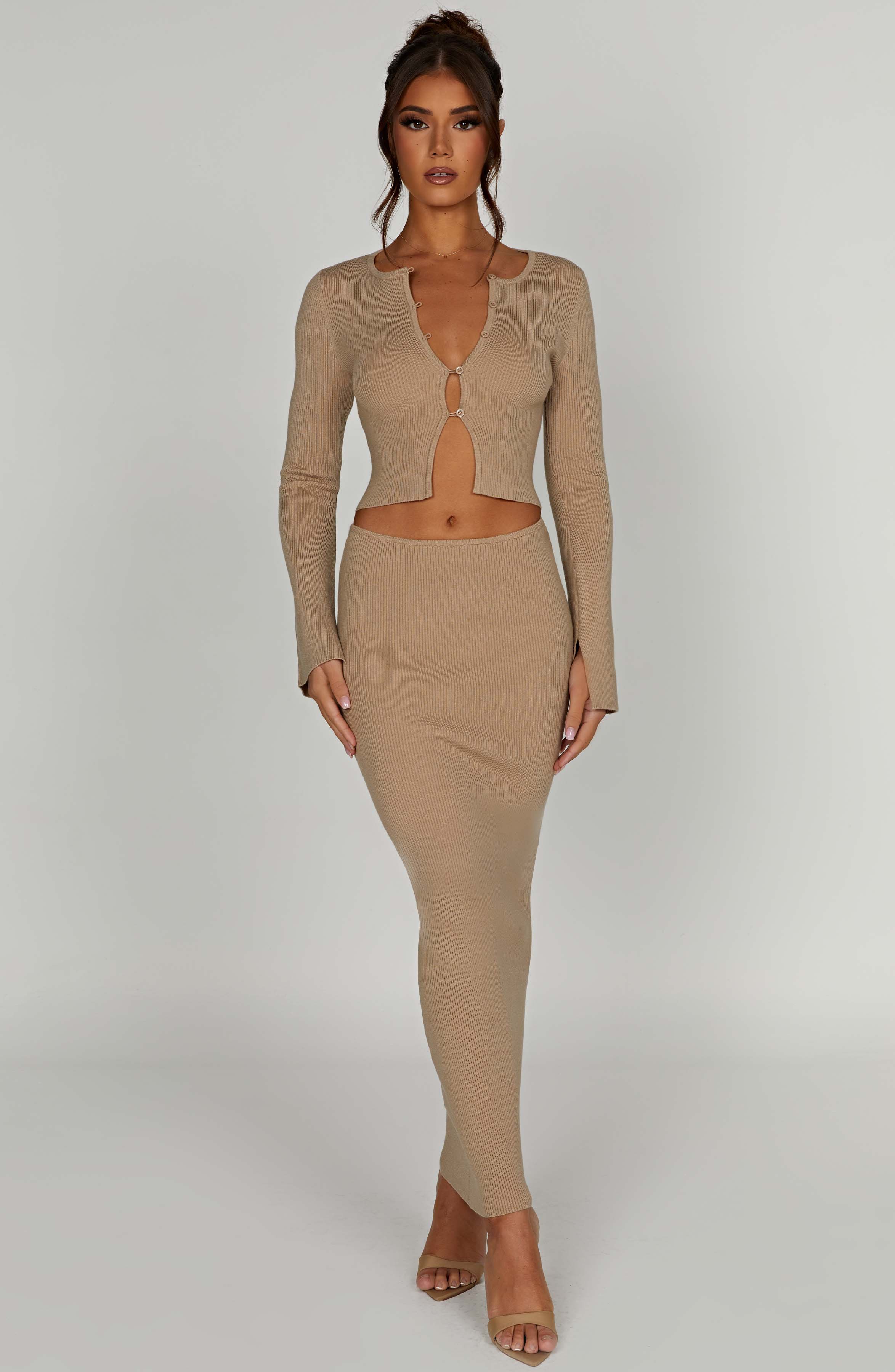 Elia Maxi Skirt — Beige, Cuavan