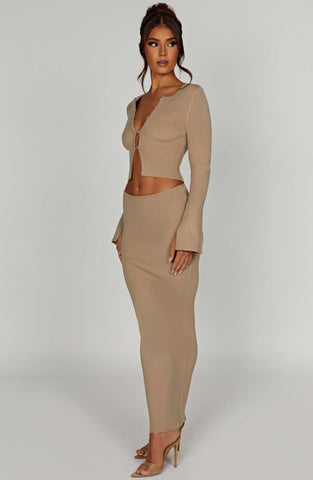 Elia Maxi Skirt — Beige, Cuavan