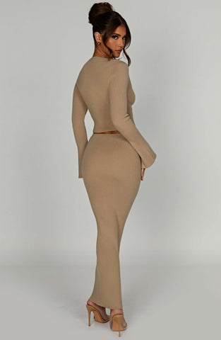 Elia Maxi Skirt — Beige, Cuavan