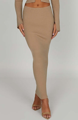 Elia Maxi Skirt — Beige, Cuavan