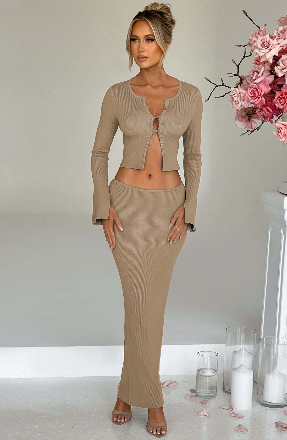 Elia Maxi Skirt — Beige, Cuavan