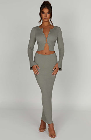 Elia Maxi Skirt — Khaki, Cuavan