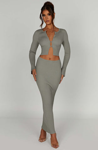 Elia Maxi Skirt — Khaki, Cuavan