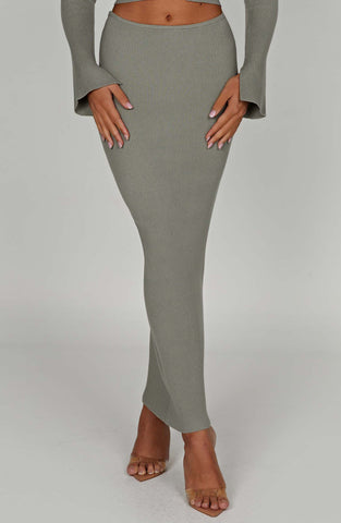Elia Maxi Skirt — Khaki, Cuavan