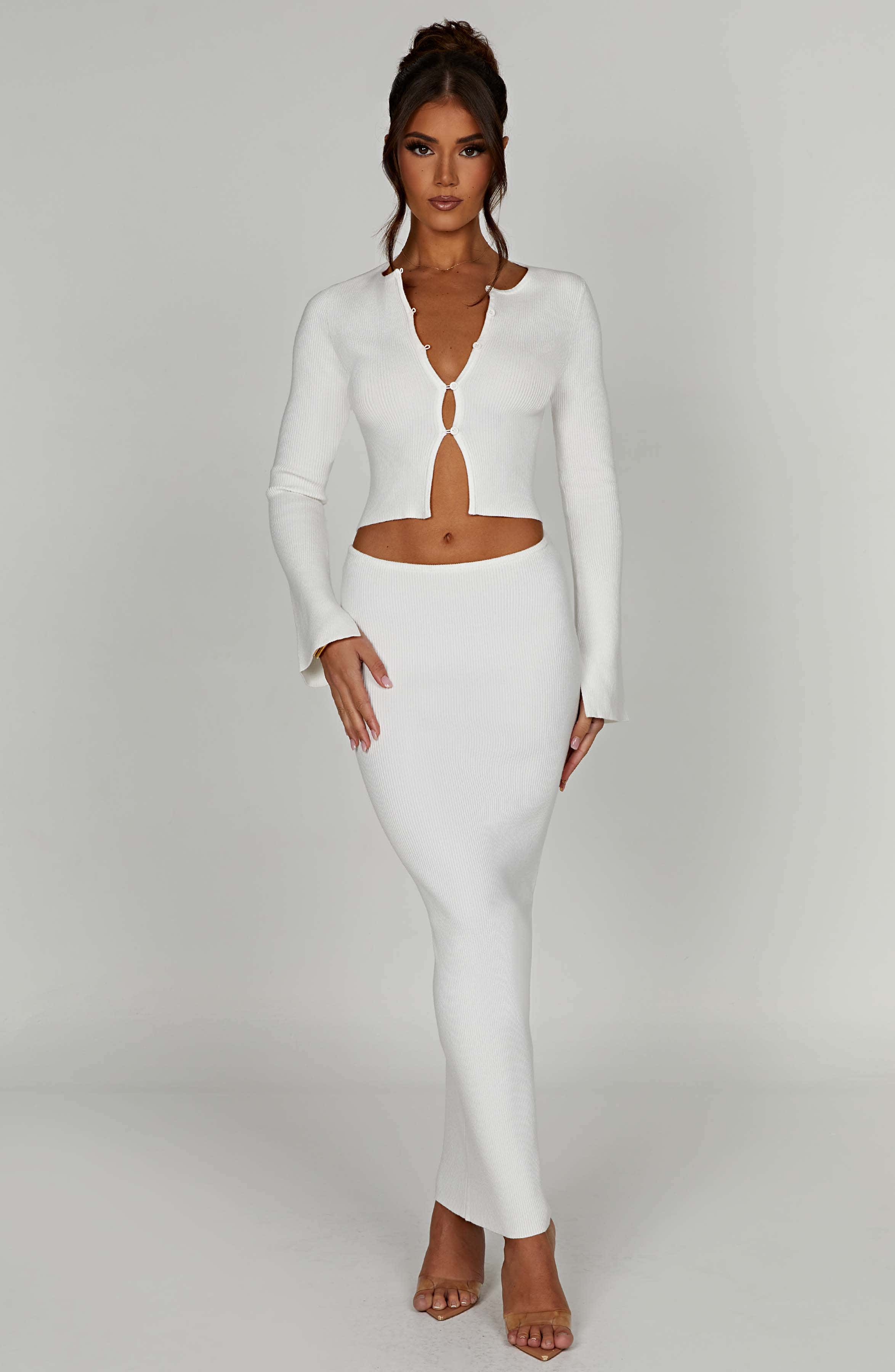 Elia Maxi Skirt — White, Cuavan