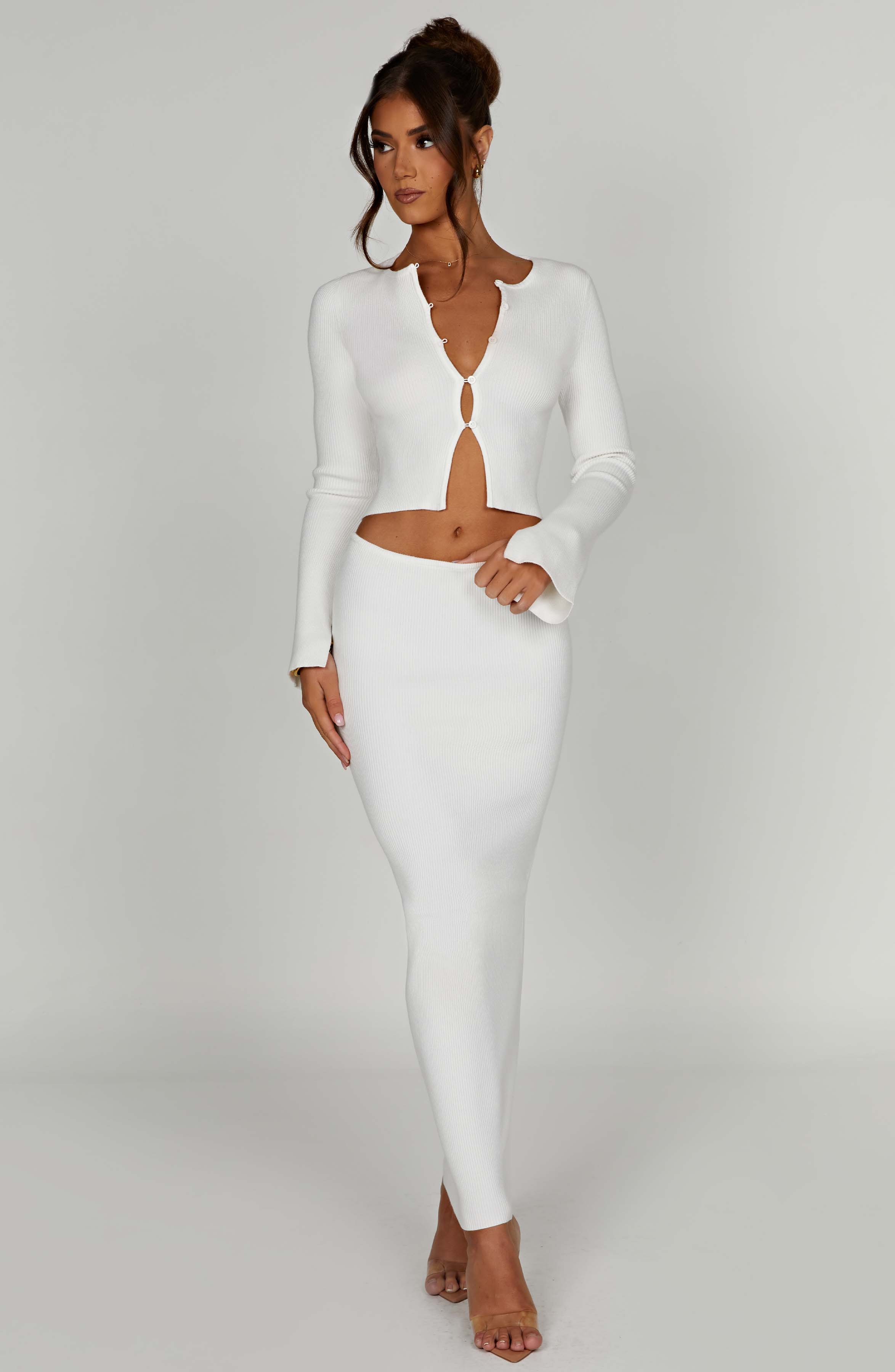 Elia Maxi Skirt — White, Cuavan
