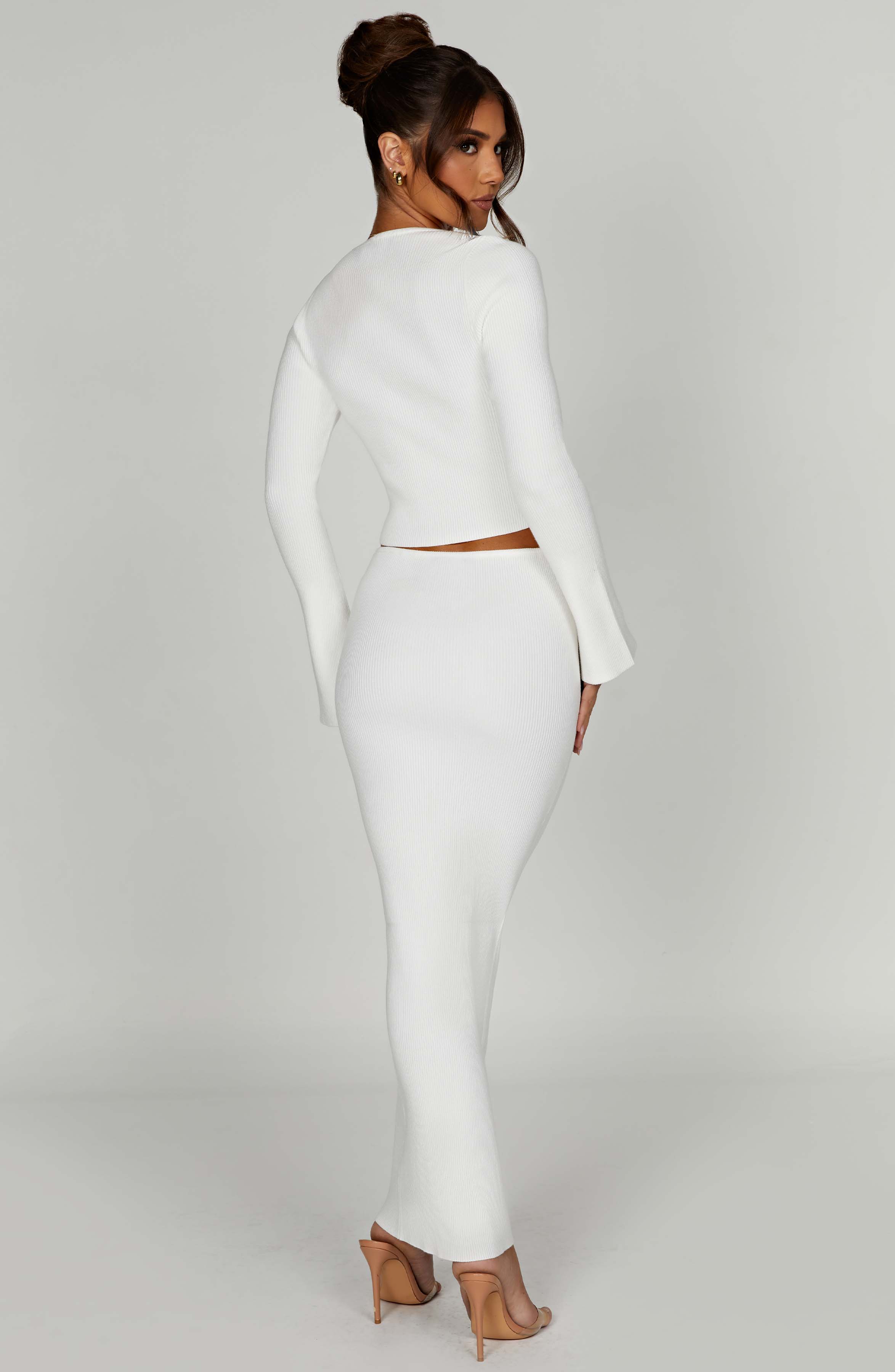 Elia Maxi Skirt — White, Cuavan
