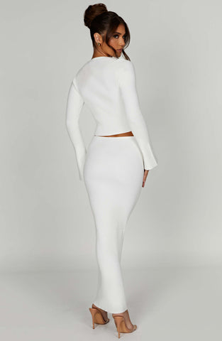 Elia Maxi Skirt — White, Cuavan