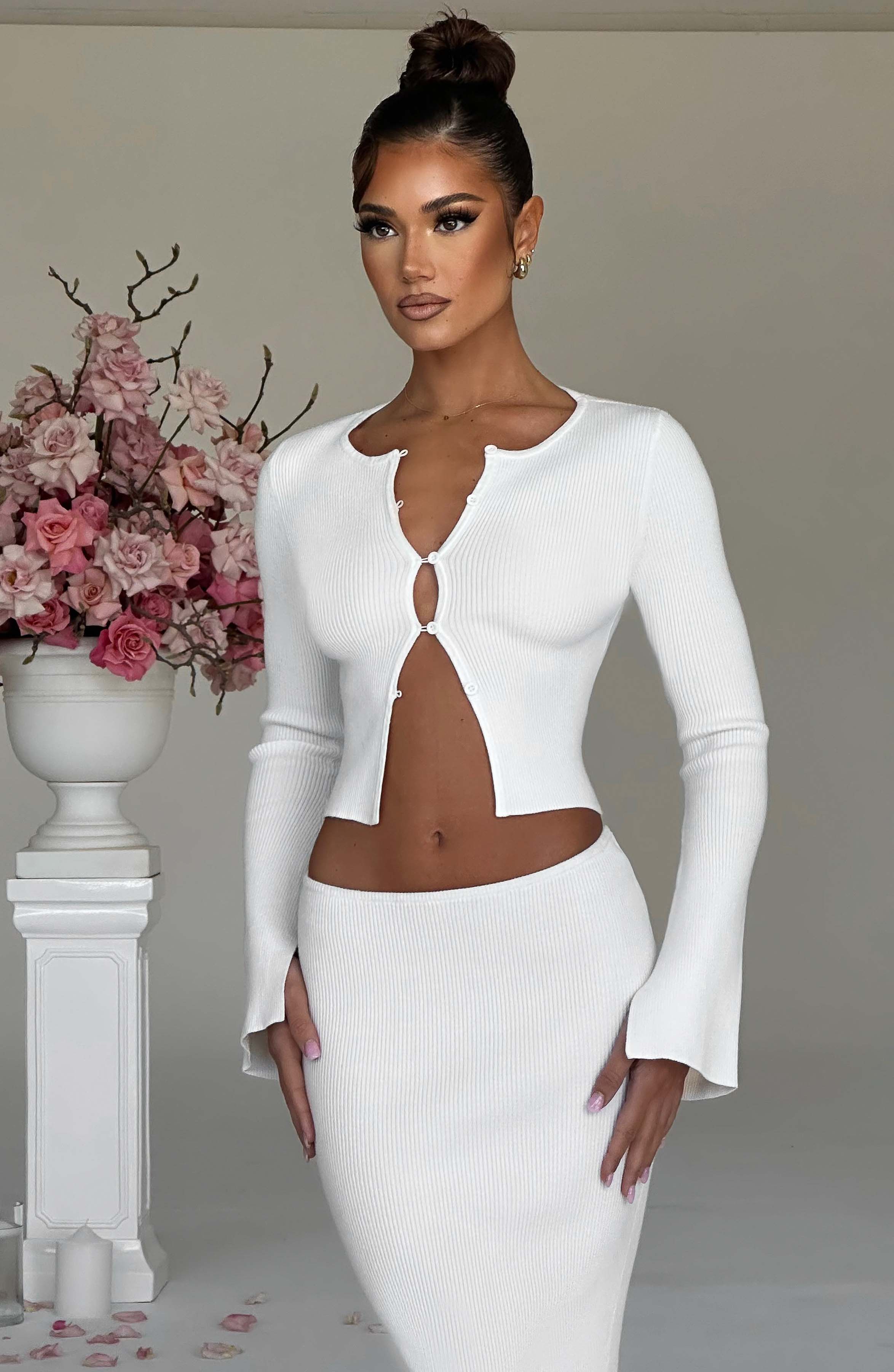 Elia Maxi Skirt — White, Cuavan