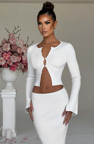 Elia Maxi Skirt — White, Cuavan