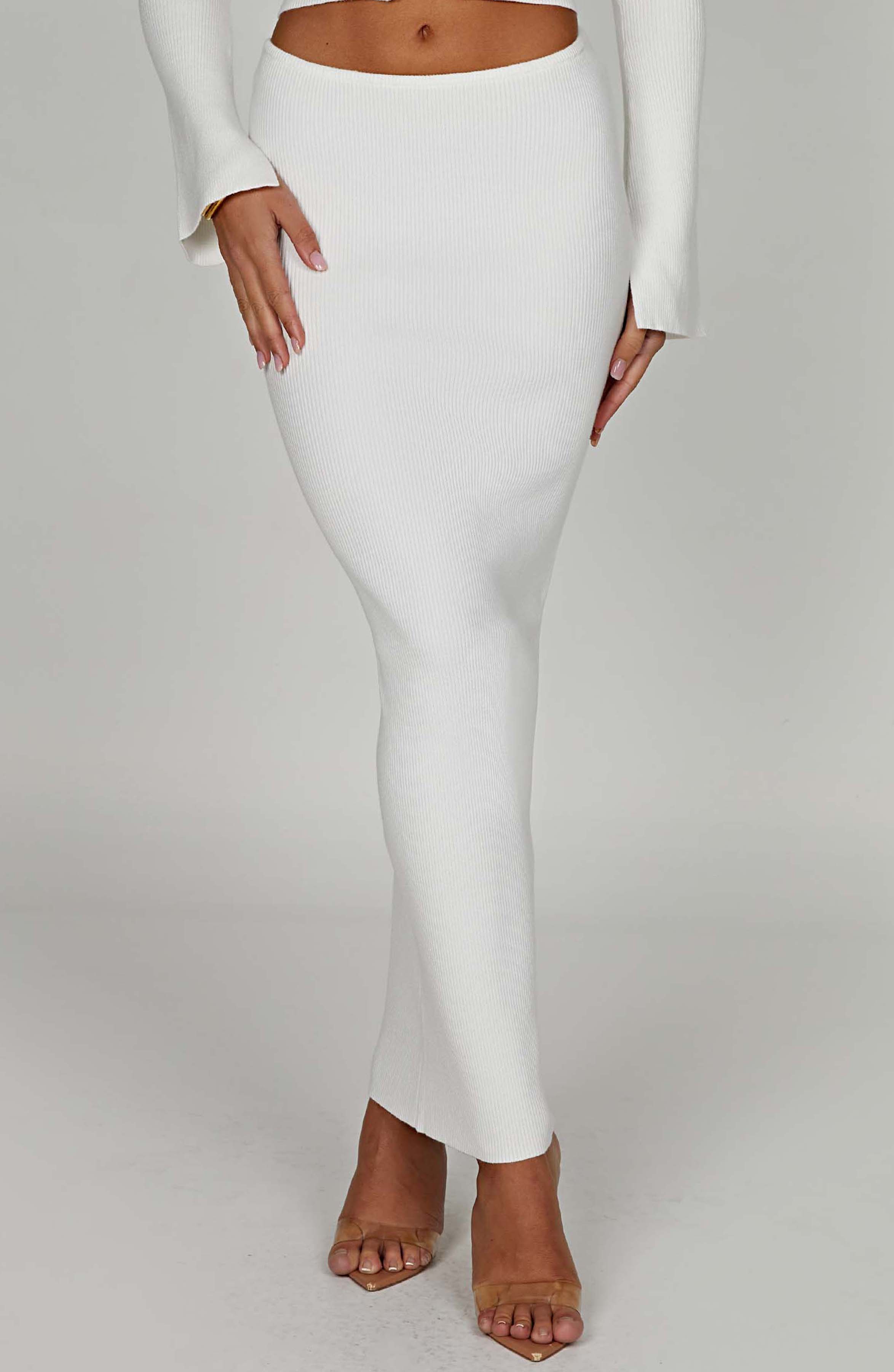 Elia Maxi Skirt — White, Cuavan