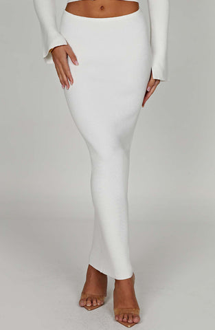 Elia Maxi Skirt — White, Cuavan