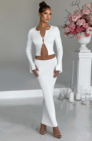 Elia Maxi Skirt — White, Cuavan