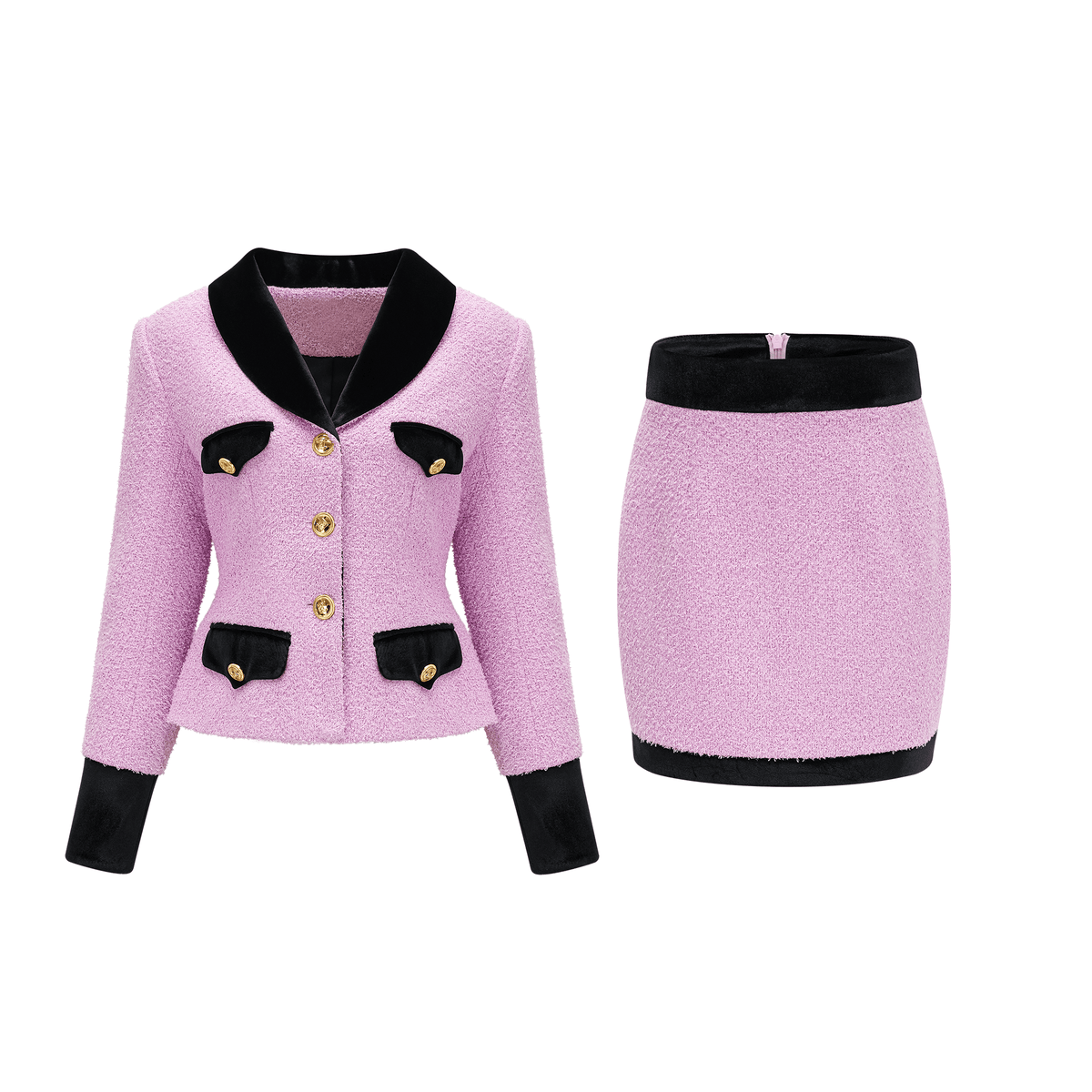 Emma Tweed Blazer and Skirt Set — Pink