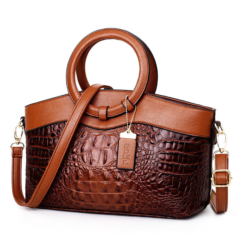 Vintage Crocodile-Embossed Leather Bag
