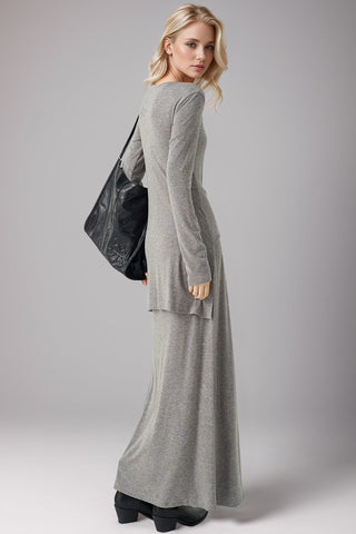 Tied Scoop Neck Long Sleeve Maxi Dress, Cuavan