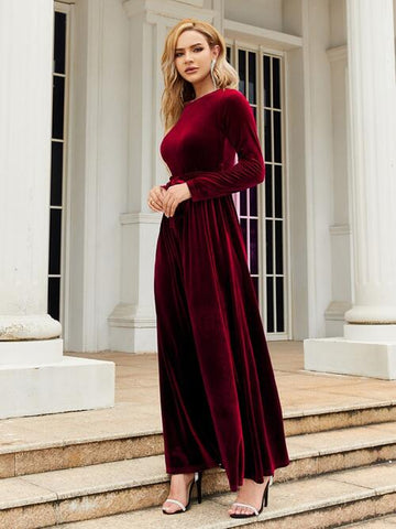 Tie-Front Long Sleeve Maxi Dress, Cuavan